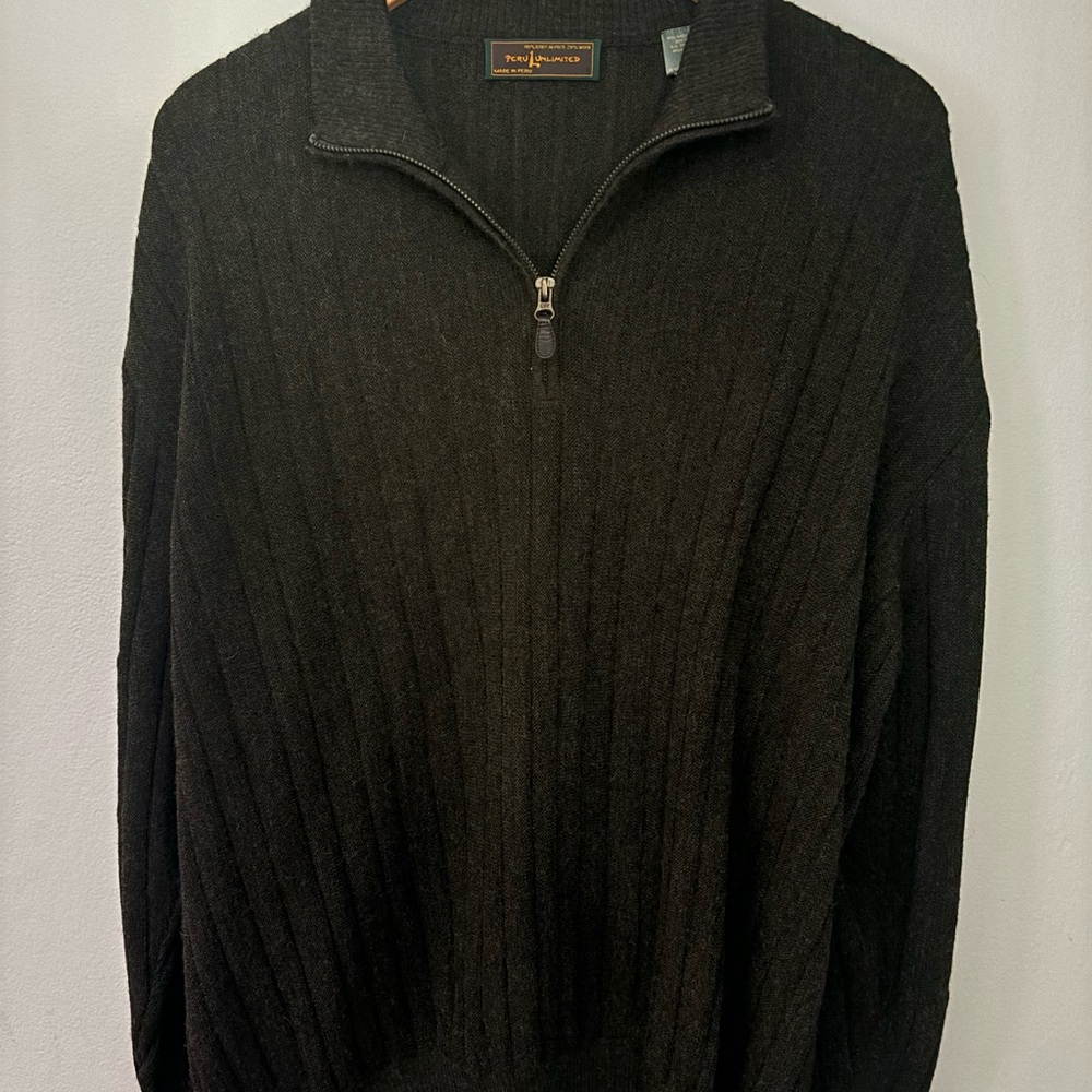Polo by Ralph Lauren Men's Charcoal Zip-Up Sweater